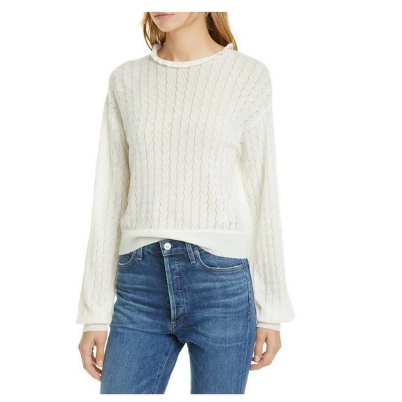 NWT Joie Ruffled Neckline Wool Blend Sweater - Office to Evening - Picture 1 of 12
